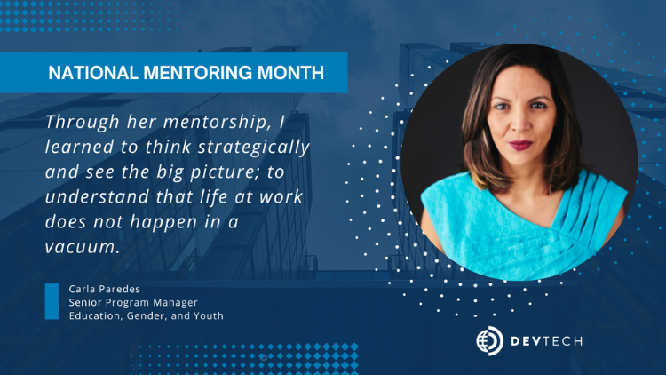 Graphic of Carla Paredes for National Mentoring Month