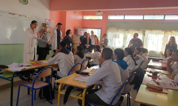 High school students in a classroom in Morocco